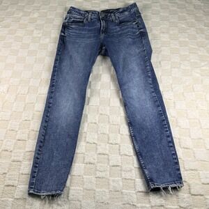 Silver Jeans Co. Blue Denim Skinny Leg‎ Jeans Women's Frayed Hem Casual